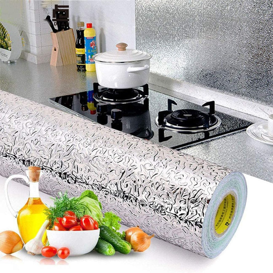 Metallic Aluminum Wallpaper Roll – Waterproof & Heat Resistant (2 ft × 6.5 ft)