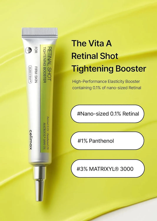 Celimax The Vita A Retinal Shot Tightening Booster | with Retinal 0.1%, Matryxyl 3%, Pore Minimizer, Wrinkles & Fine Lines, Firmer Skin, Korean Skincare 15ml